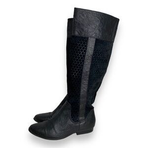 Black Suede Laser Cut Tall Boot - Size 7.5 - BC Brand